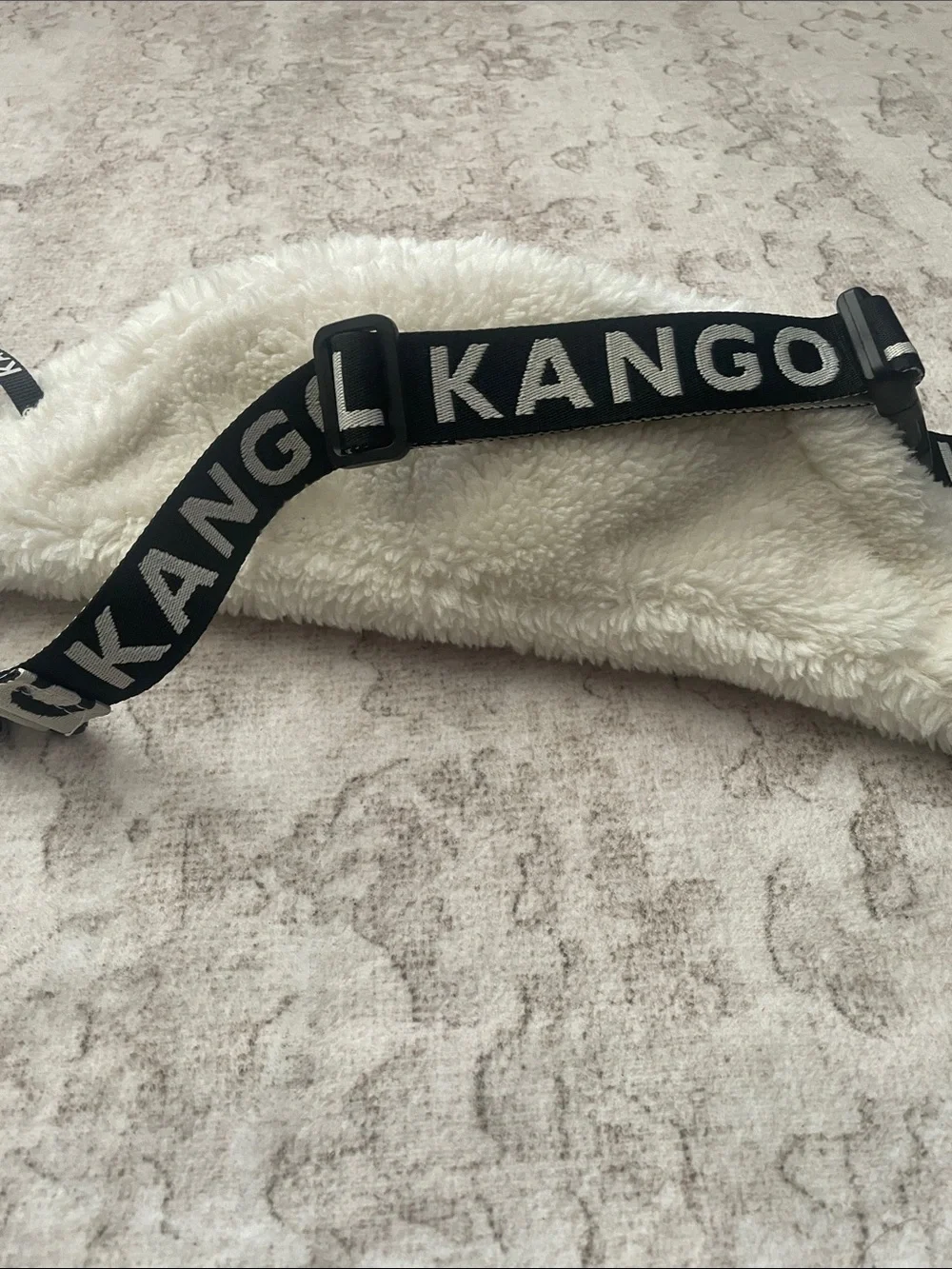 Kangol Kids Cream Sherpa Waist Bag with Branded Strap